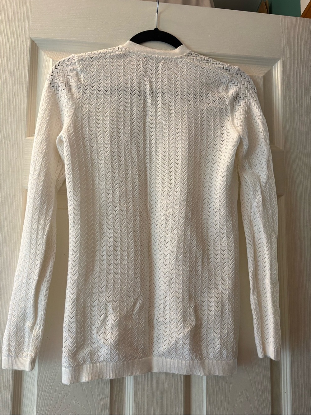 L.L. Bean Women's Cream Open Front Knit Cardigan - Picture 3 of 3